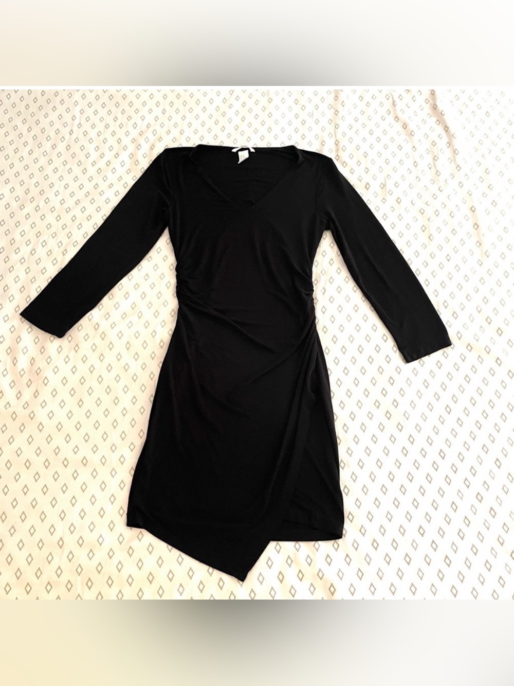 H&M Gathered Waist Black Mini Dress